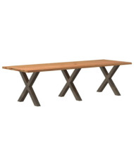 Table à manger marron clair bois de chêne massif rectangulaire | Mobilier & Déco