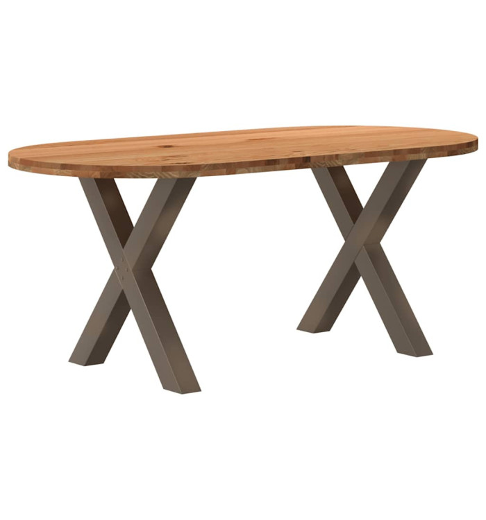 Table à manger marron clair bois de chêne massif ovale | Mobilier & Déco