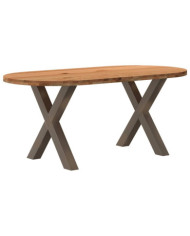 Table à manger marron clair bois de chêne massif ovale | Mobilier & Déco