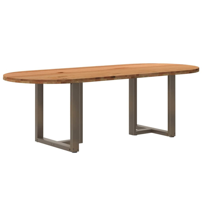 Table à manger marron clair bois de chêne massif ovale | Mobilier & Déco