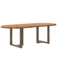 Table à manger marron clair bois de chêne massif ovale | Mobilier & Déco