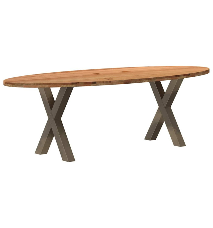 Table à manger marron clair bois de chêne massif ovale | Mobilier & Déco