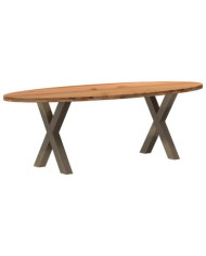 Table à manger marron clair bois de chêne massif ovale | Mobilier & Déco