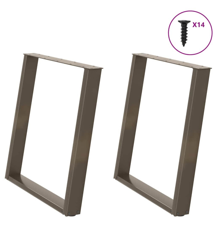 Pieds de table à manger en forme de U, 2 pièces, acier naturel, 70 x (72-73) cm | Mobilier & Déco