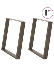 Pieds de table à manger en forme de U, 2 pièces, acier naturel, 70 x (72-73) cm | Mobilier & Déco