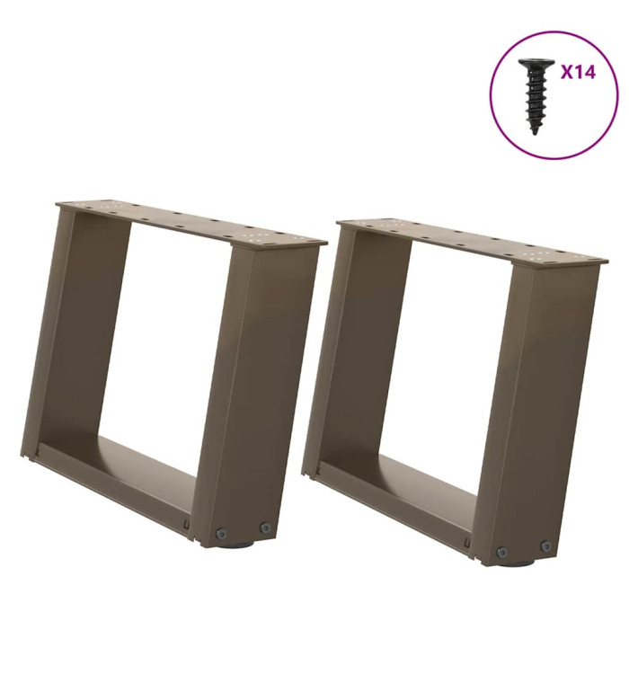 Pieds de table basse en U, 2 pièces, acier naturel, 40 x (30-31) cm | Mobilier & Déco