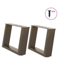 Pieds de table basse en U, 2 pièces, acier naturel, 40 x (30-31) cm | Mobilier & Déco