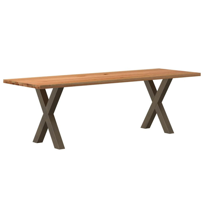 Table à manger marron clair bois de chêne massif rectangulaire | Mobilier & Déco