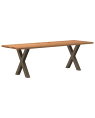 Table à manger marron clair bois de chêne massif rectangulaire | Mobilier & Déco