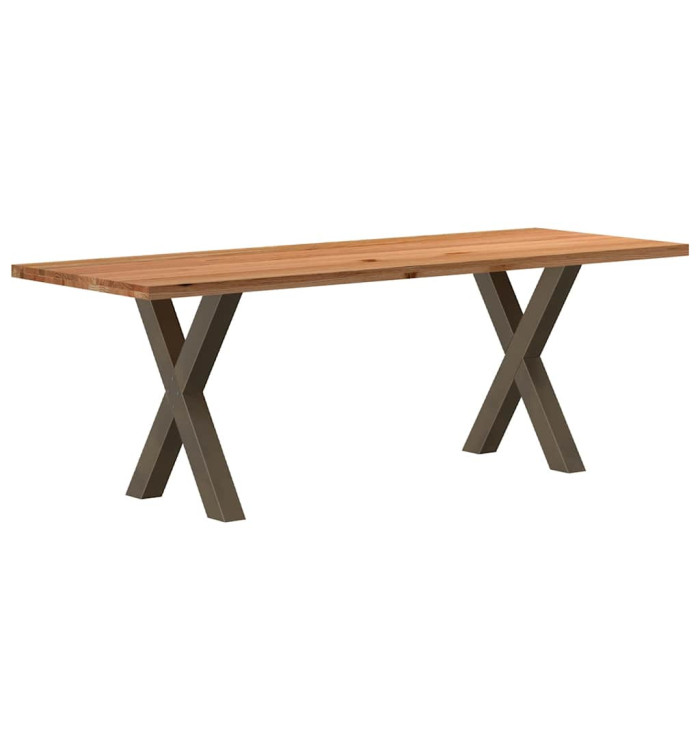 Table à manger marron clair bois de chêne massif rectangulaire | Mobilier & Déco