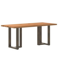 Table à manger marron clair bois de chêne massif rectangulaire | Mobilier & Déco