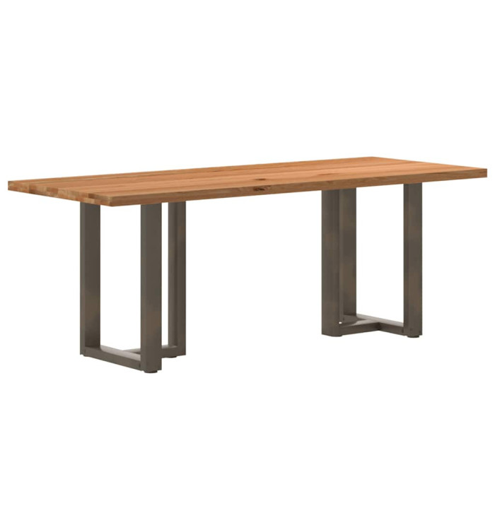 Table à manger marron clair bois de chêne massif rectangulaire | Mobilier & Déco