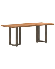 Table à manger marron clair bois de chêne massif rectangulaire | Mobilier & Déco