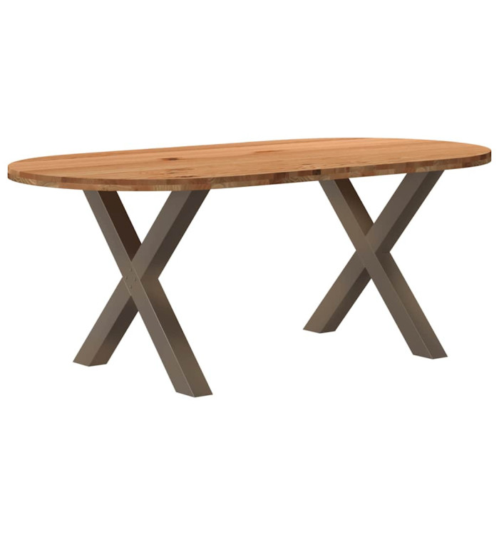 Table à manger marron clair bois de chêne massif ovale | Mobilier & Déco