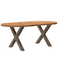 Table à manger marron clair bois de chêne massif ovale | Mobilier & Déco