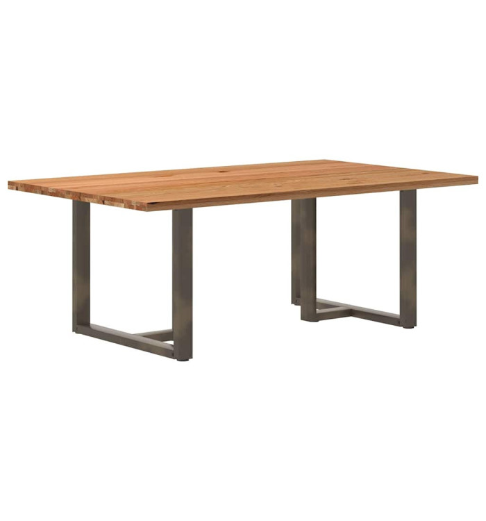 Table à manger marron clair bois de chêne massif rectangulaire | Mobilier & Déco