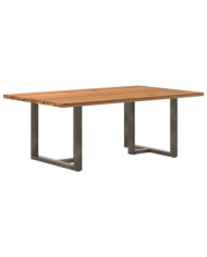 Table à manger marron clair bois de chêne massif rectangulaire | Mobilier & Déco