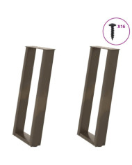 Pieds de table console en U, 2 pièces, acier naturel, 38 x (72-73) cm | Mobilier & Déco