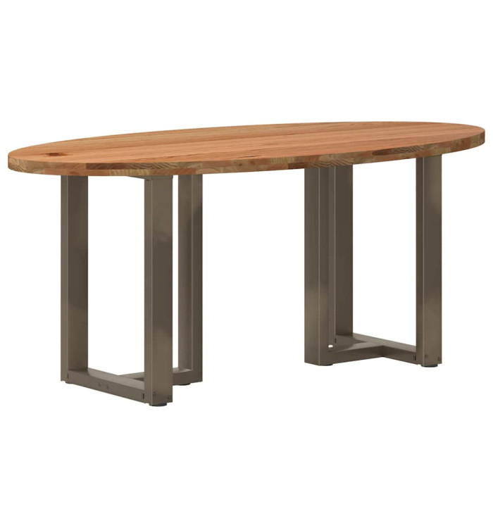 Table à manger marron clair bois de chêne massif ovale | Mobilier & Déco