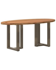 Table à manger marron clair bois de chêne massif ovale | Mobilier & Déco