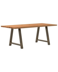 Table à manger marron clair bois de chêne massif rectangulaire | Mobilier & Déco