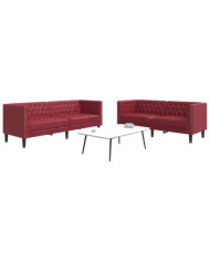 Ensemble de canapés Chesterfield 2pcs rouge bordeaux similicuir | Mobilier & Déco