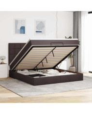 Cadre de lit ottoman avec matelas marron foncé 160x200 cm tissu | Mobilier & Déco