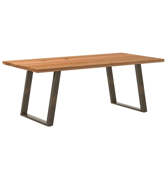 Table à manger marron clair bois de chêne massif rectangulaire | Mobilier & Déco