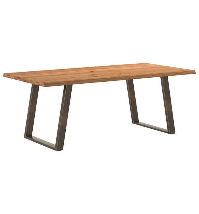 Table à manger bord naturel bois massif chêne rectangulaire | Mobilier & Déco