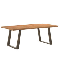 Table à manger bord naturel bois massif chêne rectangulaire | Mobilier & Déco