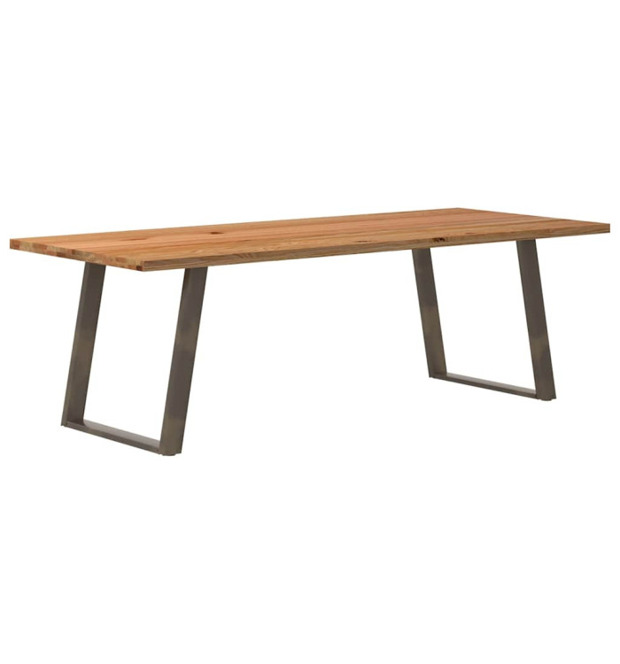 Table à manger marron clair bois de chêne massif rectangulaire | Mobilier & Déco