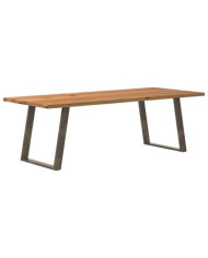 Table à manger marron clair bois de chêne massif rectangulaire | Mobilier & Déco