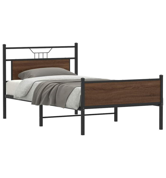 Cadre de lit sans matelas chêne marron 100x190 cm | Mobilier & Déco