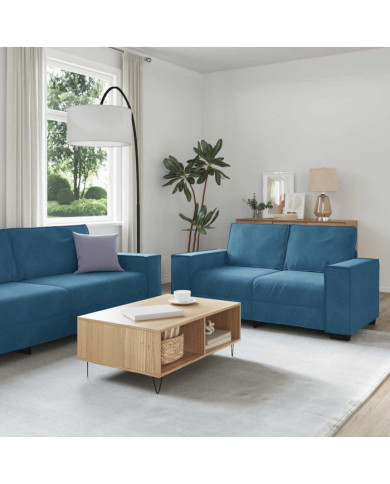 Ensemble de canapés 3 pcs avec coussins Bleu Velours | Mobilier & Déco