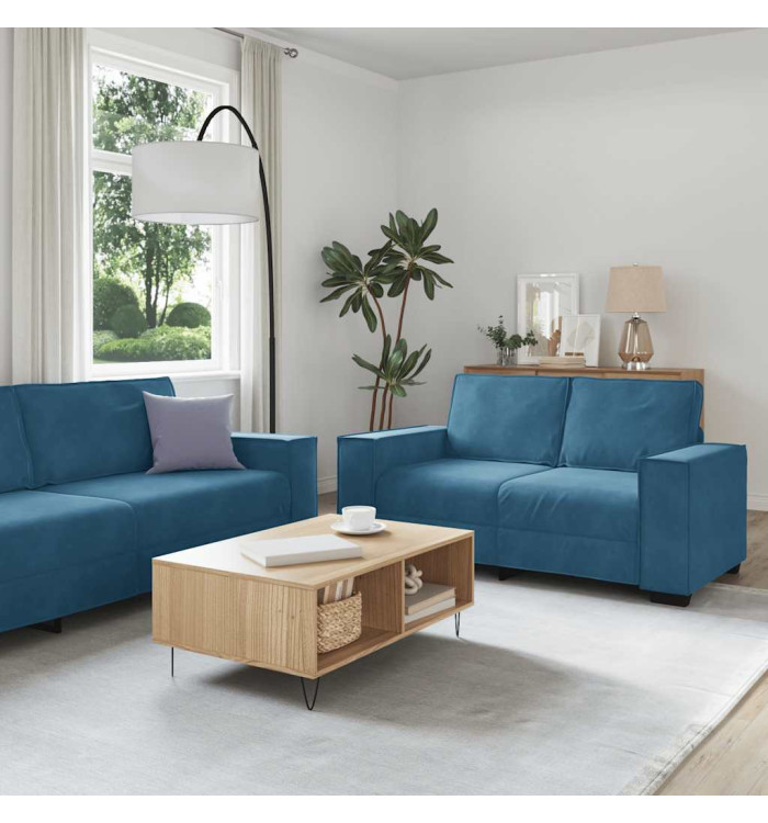 Ensemble de canapés 3 pcs avec coussins Bleu Velours | Mobilier & Déco