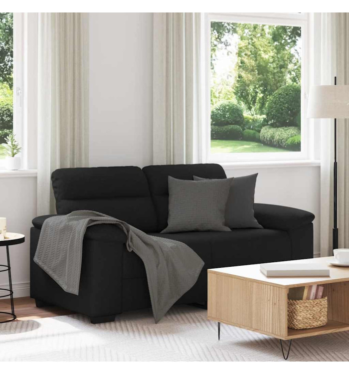 Canapé à 2 places noir 120 cm tissu | Mobilier & Déco