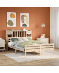 Lit bibliothèque sans matelas 160x200 cm bois massif de pin | Mobilier & Déco