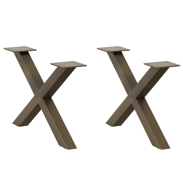 Pieds de table basse en forme de X, 2 pièces, acier naturel, 50 x (30-31) cm | Mobilier & Déco
