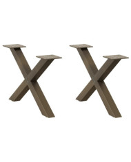 Pieds de table basse en forme de X, 2 pièces, acier naturel, 50 x (30-31) cm | Mobilier & Déco
