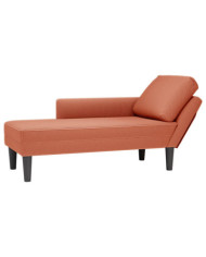 Chaise longue avec coussin rouge orange tissu en velours côtelé | Mobilier & Déco