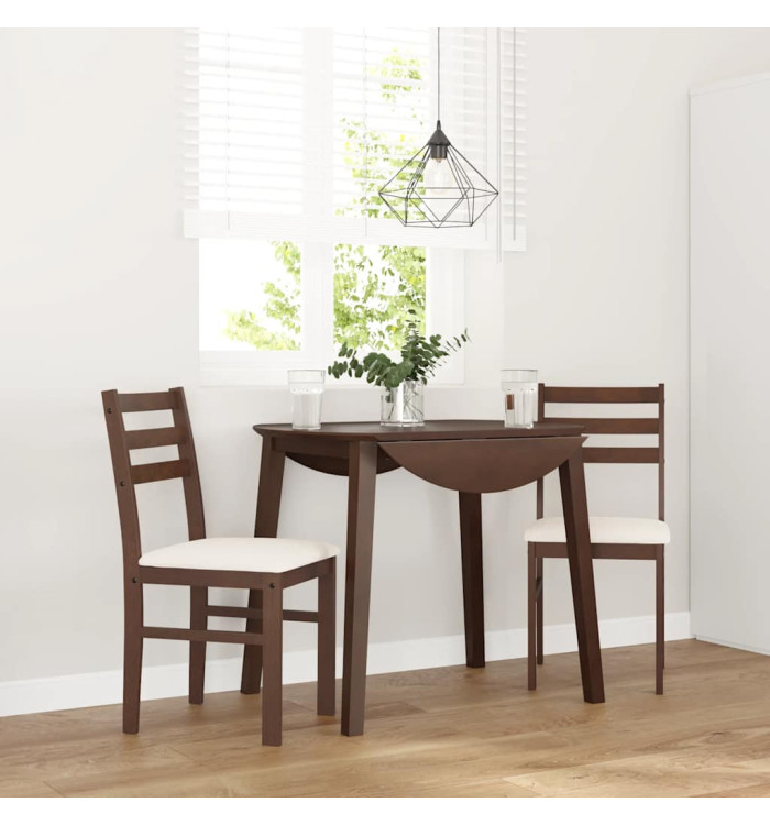 Chaises à manger coussins 2 pcs marron bois massif caoutchouc | Mobilier & Déco