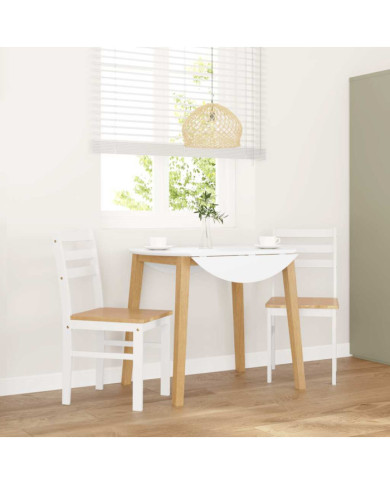 Chaises à manger 2 pcs blanc bois massif caoutchouc | Mobilier & Déco