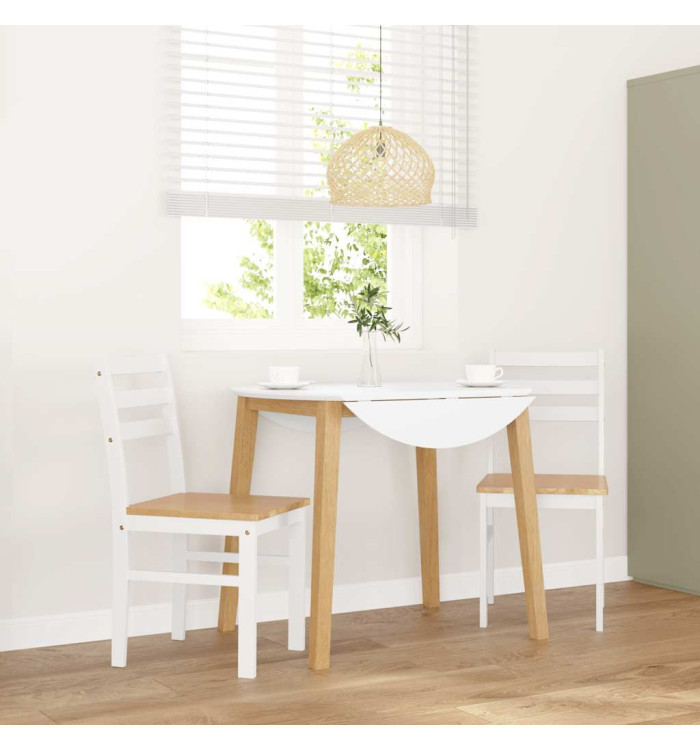 Chaises à manger 2 pcs blanc bois massif caoutchouc | Mobilier & Déco