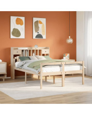 Lit bibliothèque sans matelas 140x190 cm bois de pin massif | Mobilier & Déco