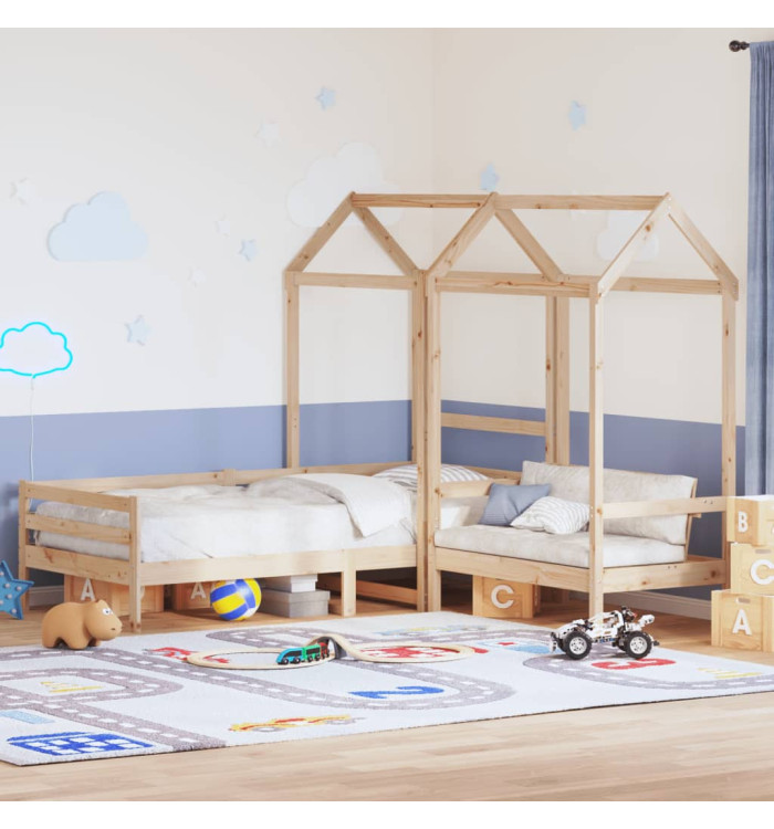 Ensemble de lit de jour et de banc avec toit sans matelas | Mobilier & Déco