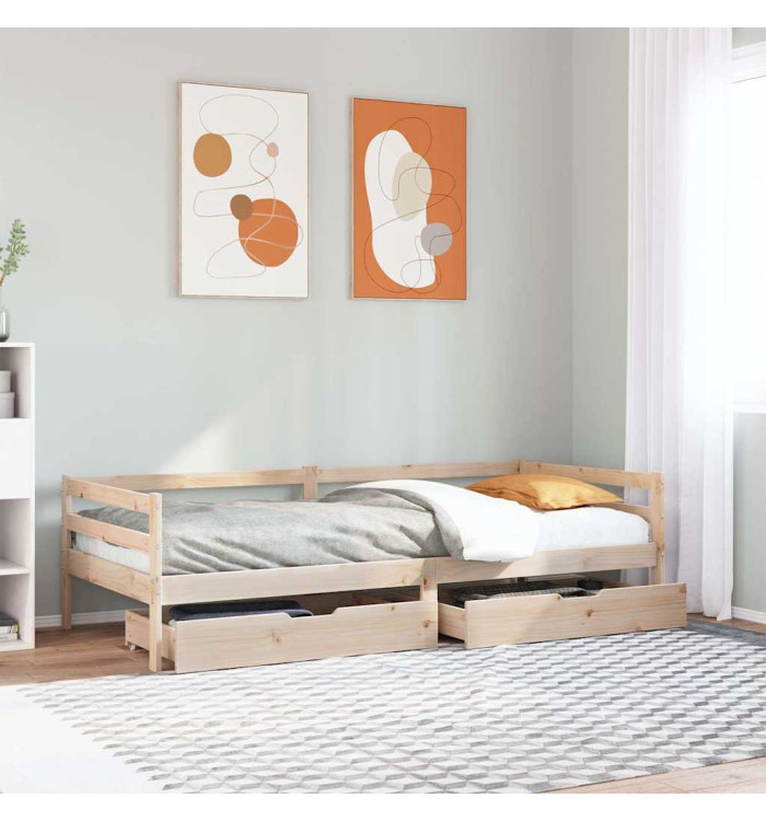 Lit de jour avec tiroirs sans matelas 80x200 cm bois massif | Mobilier & Déco