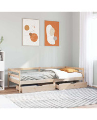 Lit de jour avec tiroirs sans matelas 80x200 cm bois massif | Mobilier & Déco