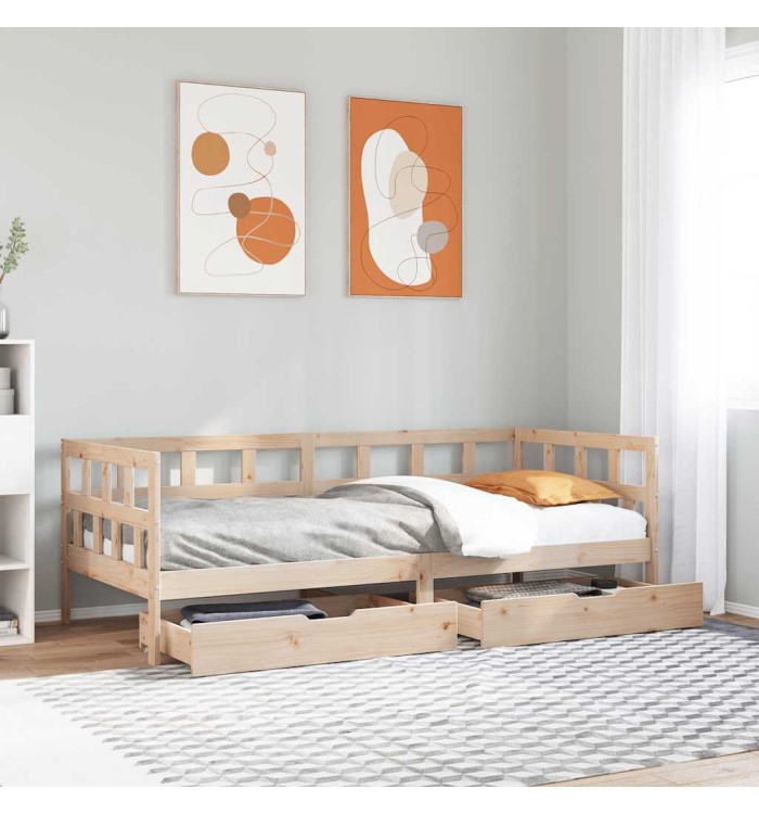 Lit de jour avec tiroirs sans matelas 80x200 cm bois massif | Mobilier & Déco