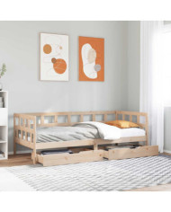 Lit de jour avec tiroirs sans matelas 80x200 cm bois massif | Mobilier & Déco