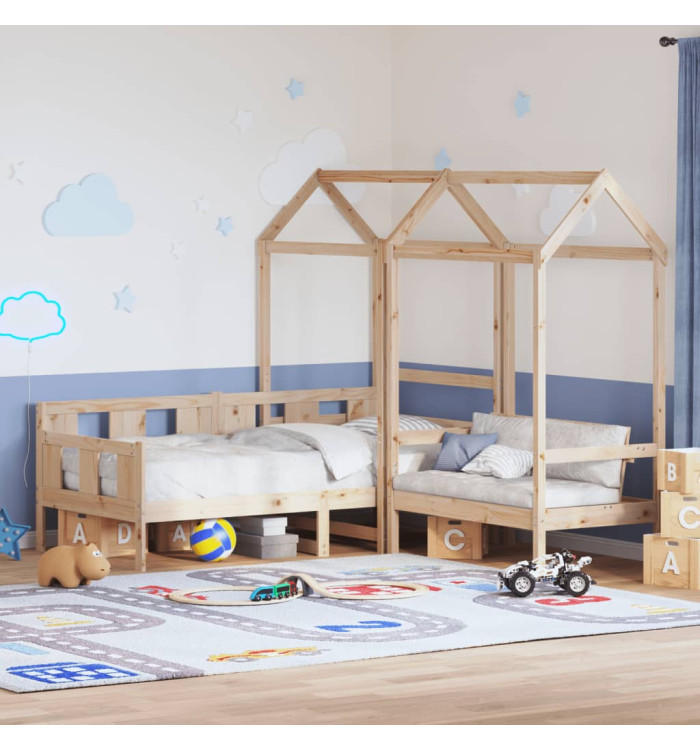 Ensemble de lit de jour et de banc avec toit sans matelas | Mobilier & Déco